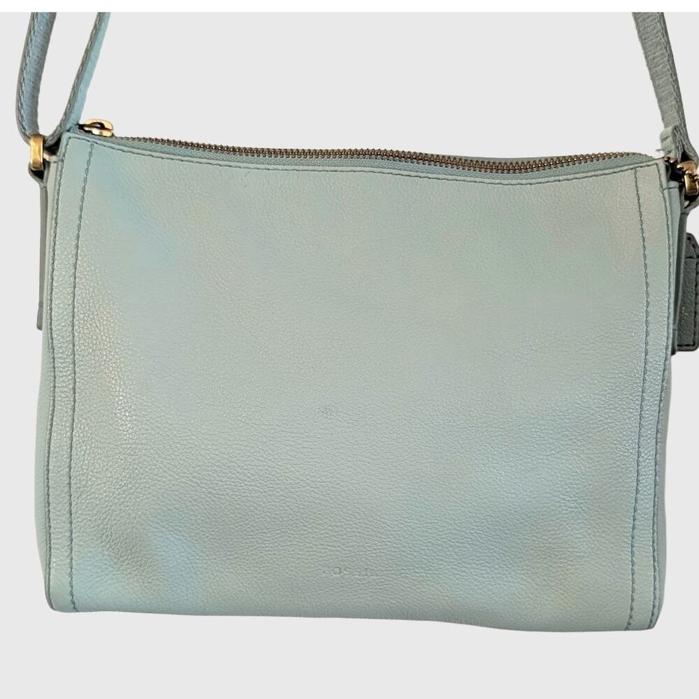 Fossil Mint Green Pebbled Leather Crossbody Bag Adjustable Strap